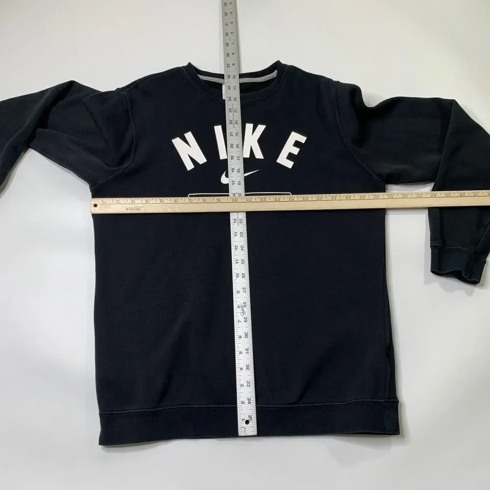 Nike Sweatshirt Mens S Small Black White Club Fleece Crew Neck Sportswear Golf